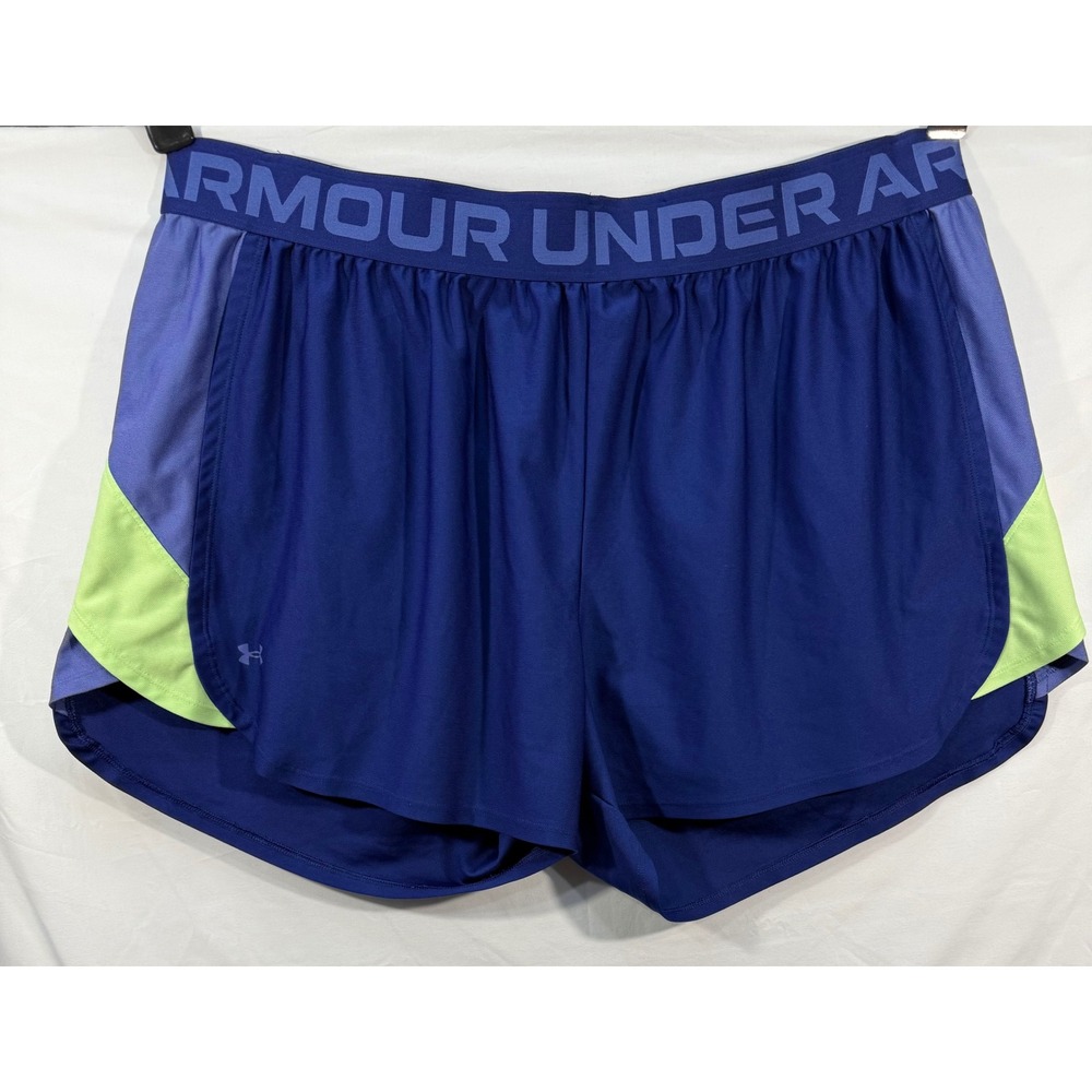 Under Armour Play Up 3.0 Shorts Womens 3X Blue Purple Lime Green 1371451